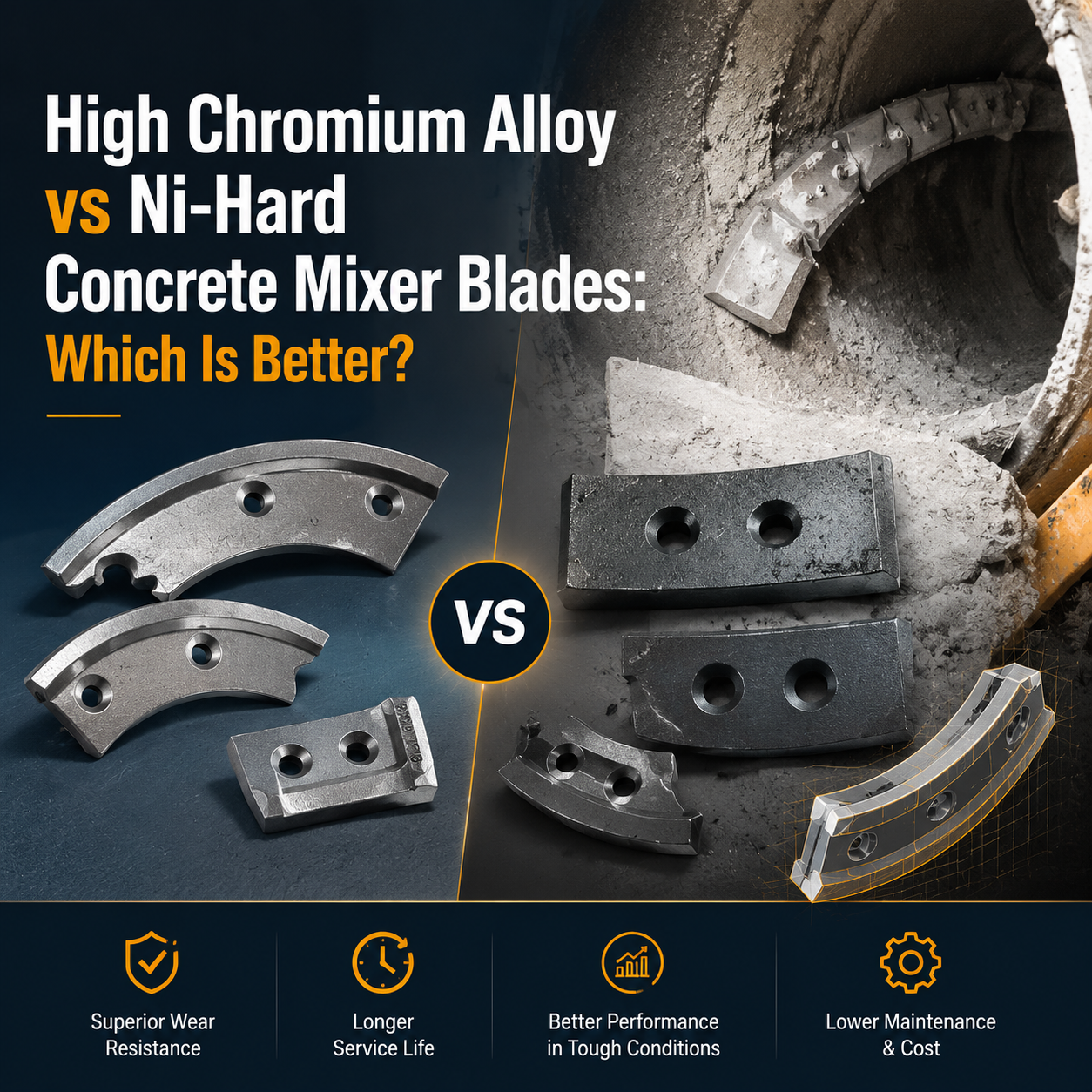 High Chromium Alloy vs Ni-Hard Concrete Mixer Blades: Which Is Better?